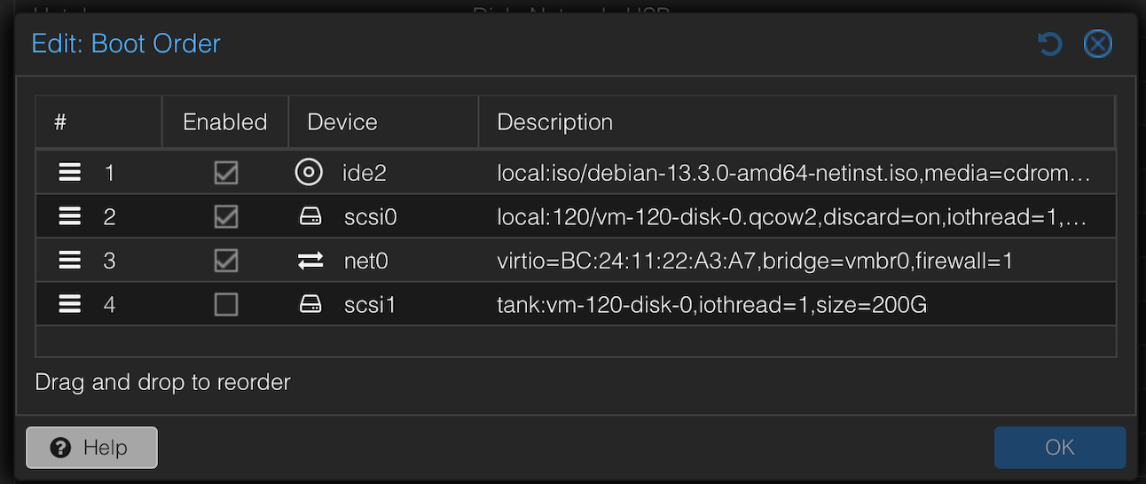 Screenshot Boot Order falsch