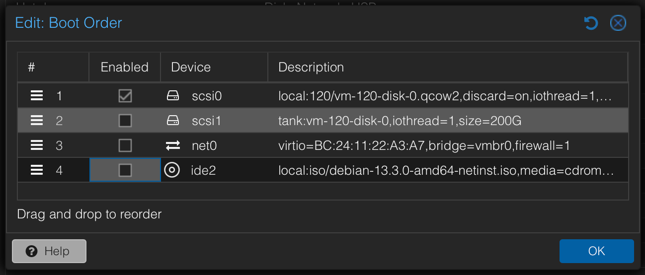 Screenshot Boot Order korrekt